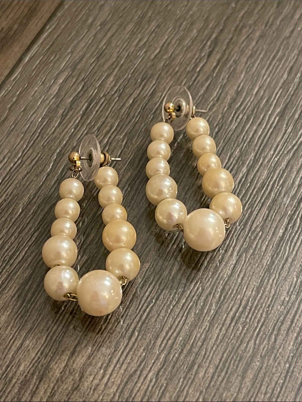 Vintage Graduated Faux Pearl Hoop Earrings